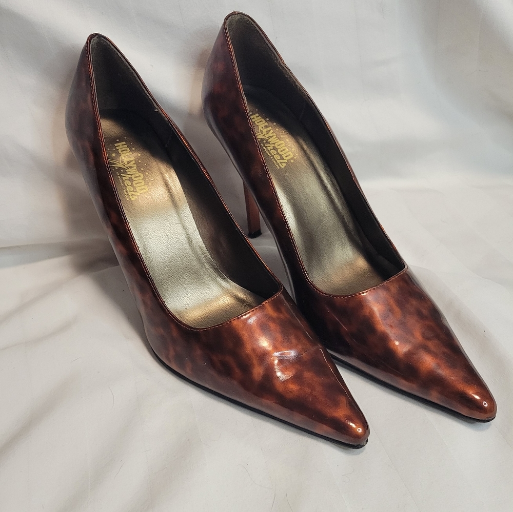 Hollywood Heels Stiletto Brown Patterned Size 8